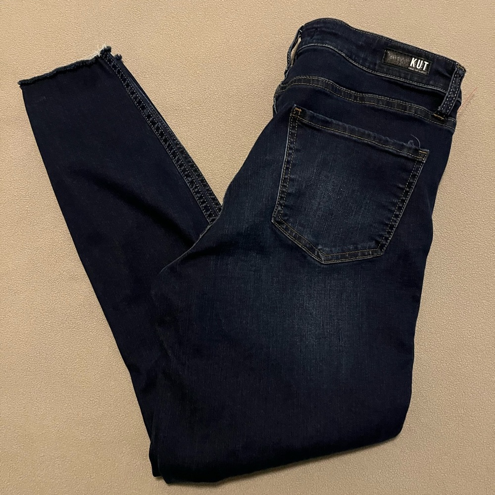 KUT From The Kloth Connie Ankle Skinny Womens 8 Denim Jeans Button Fly Raw Hem